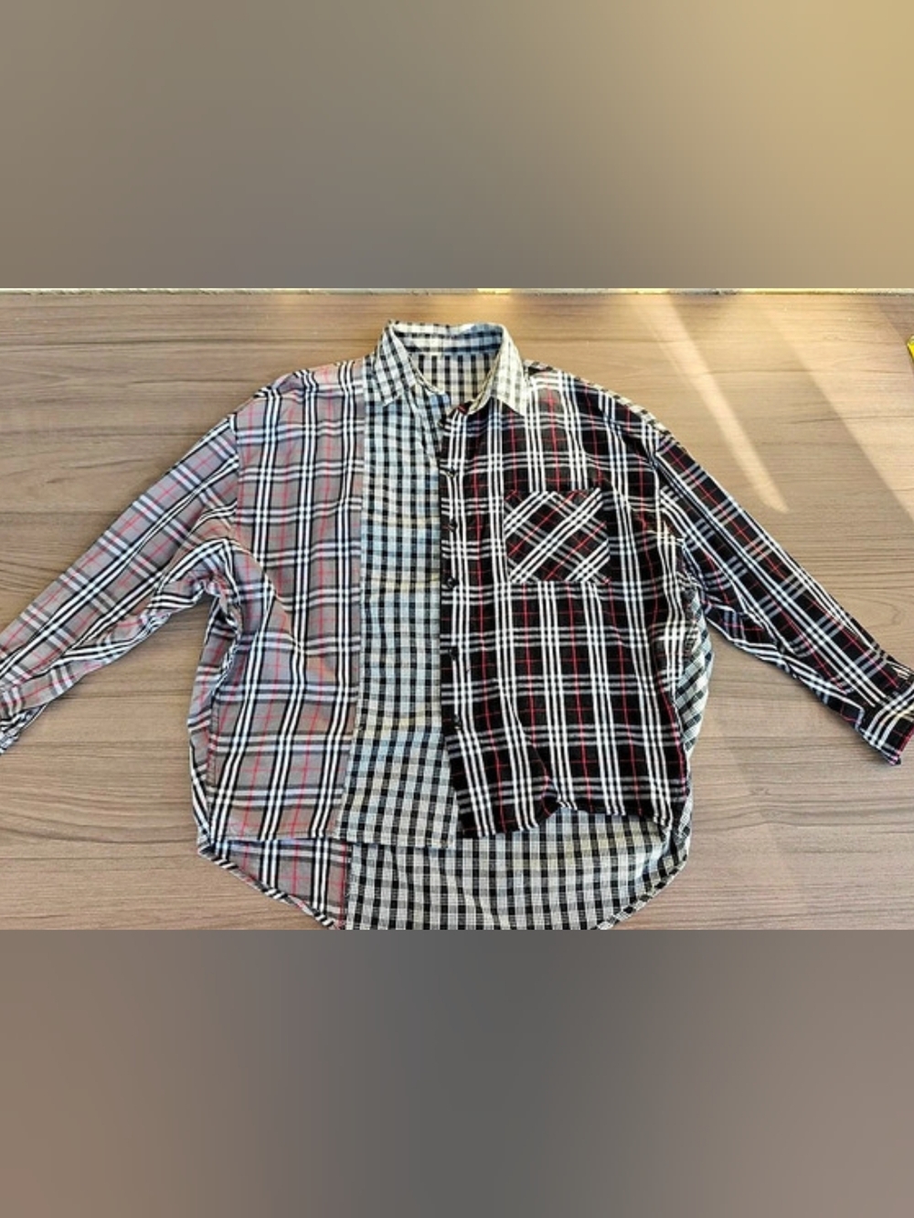 Burberry Style Classic Fit Patchwork Check Cotton Shirt